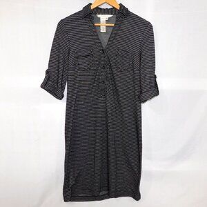 Max Studio Shirt dress H Pattern Black White 3/4 Sleeve Womens S